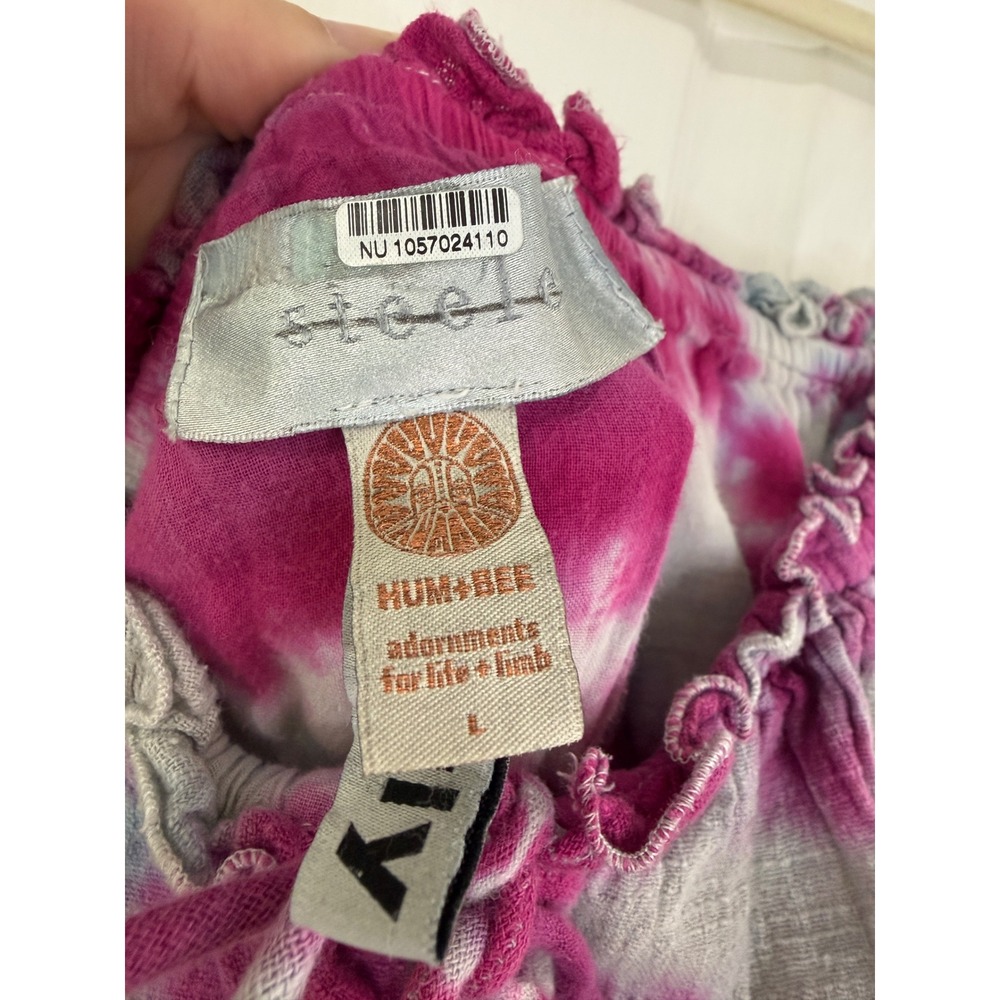 Steele Hum+Bee Sayulita Sunset Strapless Midi Dress Pink Blue Tie Dye Boho - Picture 4 of 9